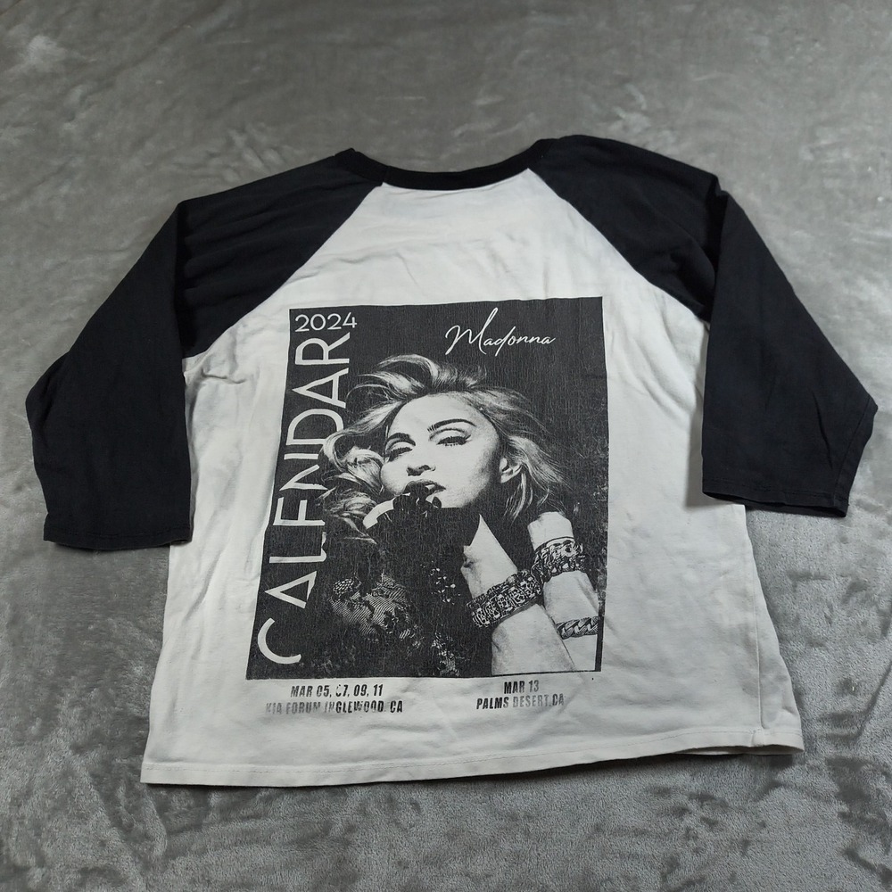 Madonna Tour Shirt Mens Medium Raglan Inglewood Los Angeles‎ Palm Desert 2024